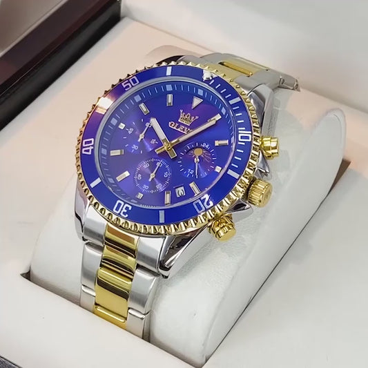 Luxe Élégant : Montre Homme OLEVS Moon Phase Chronographe